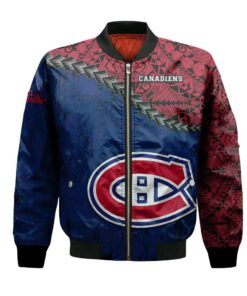 Montreal Canadiens Bomber Jacket 3D Printed Grunge Polynesian Tattoo - livanniespoon Store