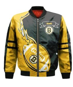 Boston Bruins Bomber Jacket 3D Printed Flame Ball Pattern - livanniespoon Store