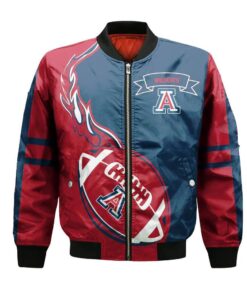 Arizona Wildcats Bomber Jacket 3D Printed Flame Ball Pattern - livanniespoon Store