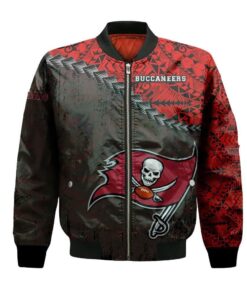 Tampa Bay Buccaneers Bomber Jacket 3D Printed Grunge Polynesian Tattoo - livanniespoon Store