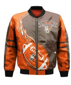Bowling Green Falcons Bomber Jacket 3D Printed Flame Ball Pattern - livanniespoon Store