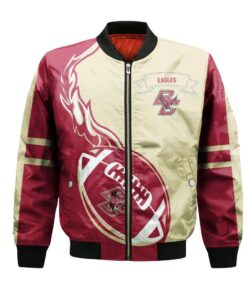 Boston College Eagles Bomber Jacket 3D Printed Flame Ball Pattern - livanniespoon Store