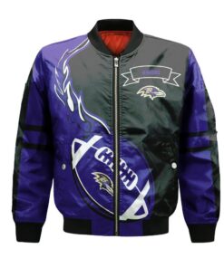Baltimore Ravens Bomber Jacket 3D Printed Flame Ball Pattern - livanniespoon Store