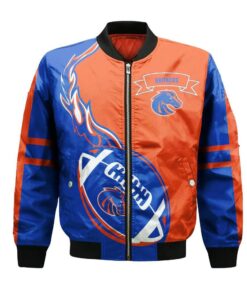 Boise State Broncos Bomber Jacket 3D Printed Flame Ball Pattern - livanniespoon Store