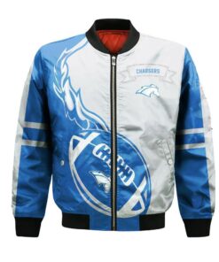 Alabama Huntsville Chargers Bomber Jacket 3D Printed Flame Ball Pattern - livanniespoon Store