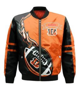 Cincinnati Bearcats Bomber Jacket 3D Printed Flame Ball Pattern - livanniespoon Store