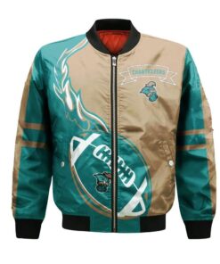 Coastal Carolina Chanticleers Bomber Jacket 3D Printed Flame Ball Pattern - livanniespoon Store