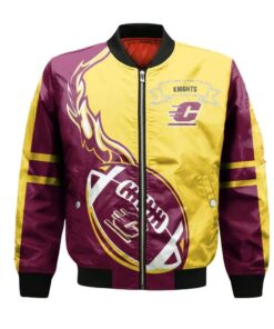Central Florida Knights Bomber Jacket 3D Printed Flame Ball Pattern - livanniespoon Store