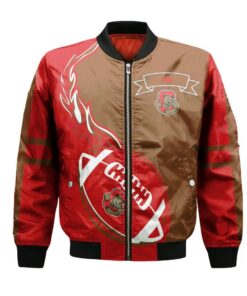 Cornell Big Red Bomber Jacket 3D Printed Flame Ball Pattern - livanniespoon Store
