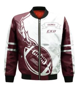 Eastern Kentucky Colonels Bomber Jacket 3D Printed Flame Ball Pattern - livanniespoon Store