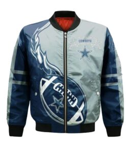 Dallas Cowboys Bomber Jacket 3D Printed Flame Ball Pattern - livanniespoon Store