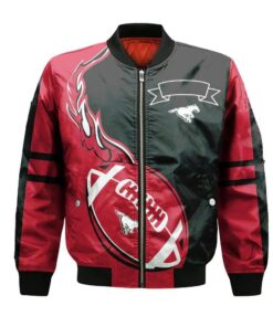 Calgary Hitmen Bomber Jacket 3D Printed Flame Ball Pattern - livanniespoon Store