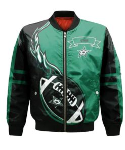 Dallas Stars Bomber Jacket 3D Printed Flame Ball Pattern - livanniespoon Store