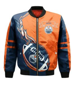Edmonton Oilers Bomber Jacket 3D Printed Flame Ball Pattern - livanniespoon Store