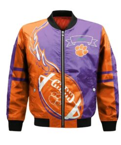 Clarkson Golden Knights Bomber Jacket 3D Printed Flame Ball Pattern - livanniespoon Store