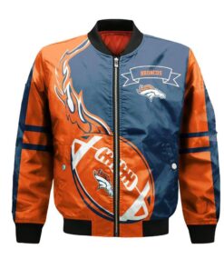 Denver Broncos Bomber Jacket 3D Printed Flame Ball Pattern - livanniespoon Store