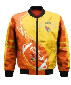 Illinois-Chicago Flames Bomber Jacket 3D Printed Flame Ball Pattern - livanniespoon Store