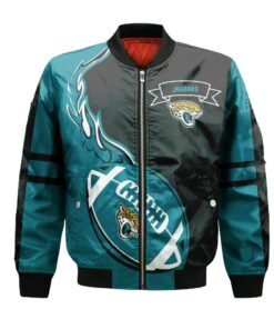 Jacksonville Jaguars Bomber Jacket 3D Printed Flame Ball Pattern - livanniespoon Store