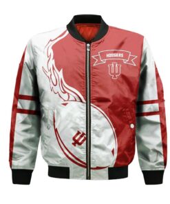 Indiana Hoosiers Bomber Jacket 3D Printed Flame Ball Pattern - livanniespoon Store