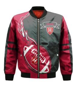 Harvard Crimson Bomber Jacket 3D Printed Flame Ball Pattern - livanniespoon Store