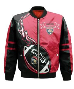Florida Panthers Bomber Jacket 3D Printed Flame Ball Pattern - livanniespoon Store