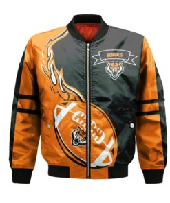 Idaho State Bengals Bomber Jacket 3D Printed Flame Ball Pattern - livanniespoon Store