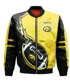Iowa Hawkeyes Bomber Jacket 3D Printed Flame Ball Pattern - livanniespoon Store