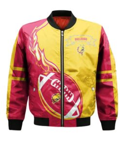 Ferris State Bulldogs Bomber Jacket 3D Printed Flame Ball Pattern - livanniespoon Store