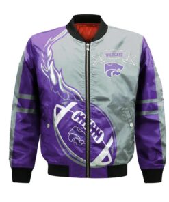 Kansas State Wildcats Bomber Jacket 3D Printed Flame Ball Pattern - livanniespoon Store