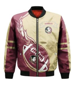 Florida State Seminoles Bomber Jacket 3D Printed Flame Ball Pattern - livanniespoon Store