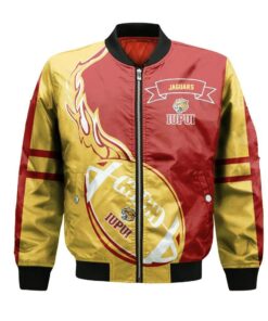 Iupui Jaguars Bomber Jacket 3D Printed Flame Ball Pattern - livanniespoon Store