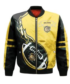 Hamilton Bulldogs Bomber Jacket 3D Printed Flame Ball Pattern - livanniespoon Store