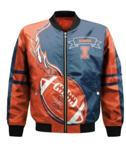 Illinois State Redbirds Bomber Jacket 3D Printed Flame Ball Pattern - livanniespoon Store