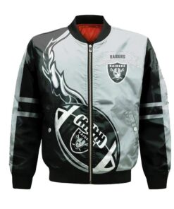 Las Vegas Raiders Bomber Jacket 3D Printed Flame Ball Pattern - livanniespoon Store