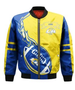 Los Angeles Rams Bomber Jacket 3D Printed Flame Ball Pattern - livanniespoon Store