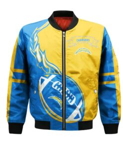 Los Angeles Chargers Bomber Jacket 3D Printed Flame Ball Pattern - livanniespoon Store