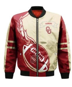 Oklahoma Sooners Bomber Jacket 3D Printed Flame Ball Pattern - livanniespoon Store