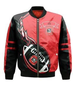 Ottawa 67S Bomber Jacket 3D Printed Flame Ball Pattern - livanniespoon Store