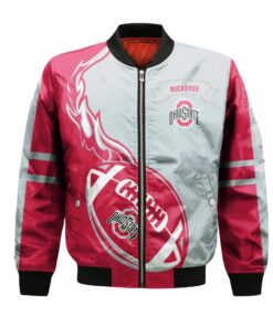 Ohio State Buckeyes Bomber Jacket 3D Printed Flame Ball Pattern - livanniespoon Store