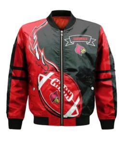 Louisville Cardinals Bomber Jacket 3D Printed Flame Ball Pattern - livanniespoon Store