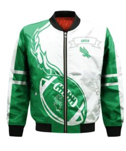 North Texas Mean Green Bomber Jacket 3D Printed Flame Ball Pattern - livanniespoon Store
