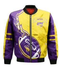 Northern Iowa Panthers Bomber Jacket 3D Printed Flame Ball Pattern - livanniespoon Store