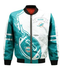 Miami Dolphins Bomber Jacket 3D Printed Flame Ball Pattern - livanniespoon Store