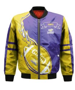 Laurier Golden Hawks Bomber Jacket 3D Printed Flame Ball Pattern - livanniespoon Store