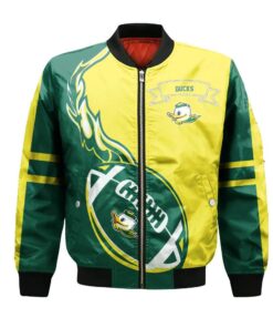 Oregon Ducks Bomber Jacket 3D Printed Flame Ball Pattern - livanniespoon Store