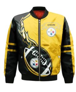 Pittsburgh Steelers Bomber Jacket 3D Printed Flame Ball Pattern - livanniespoon Store