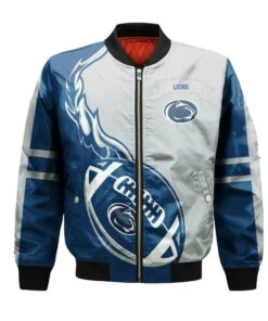 Penn State Nittany Lions Bomber Jacket 3D Printed Flame Ball Pattern - livanniespoon Store