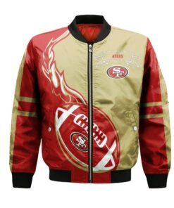 San Francisco 49Ers Bomber Jacket 3D Printed Flame Ball Pattern - livanniespoon Store