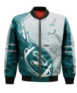 Philadelphia Eagles Bomber Jacket 3D Printed Flame Ball Pattern - livanniespoon Store