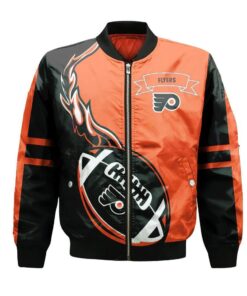 Philadelphia Flyers Bomber Jacket 3D Printed Flame Ball Pattern - livanniespoon Store
